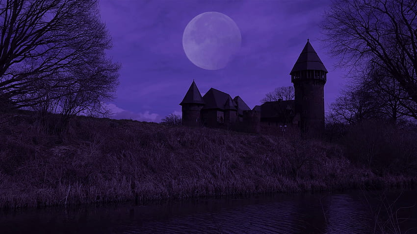 Spooky castle with moon at night timelapse Stock Video Footage, Creepy Castle HD wallpaper