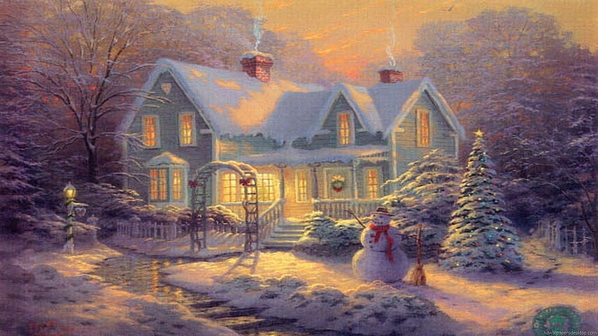 Thomas Kinkade Christmas, Christmas Thomas Kinkade Winter HD wallpaper ...