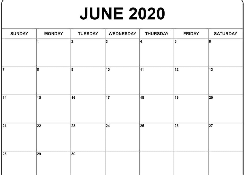 June 2020 Calendar. Printable calendar template, Excel HD wallpaper