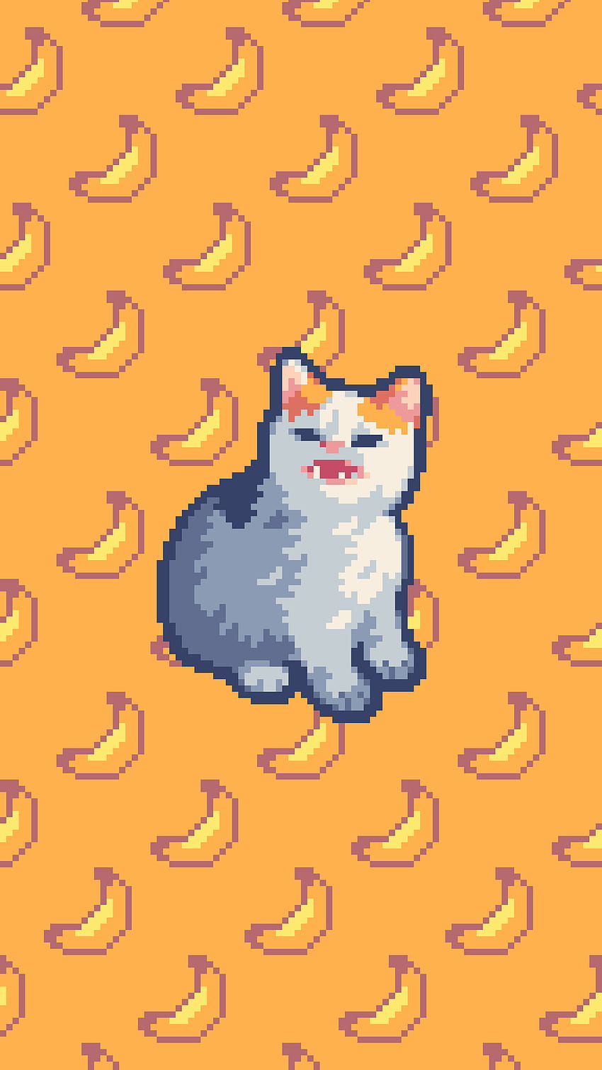 Cat No Pixel Bananas (преувано за телефон) (OC By U ThePixelPhoenix) : Scrungycats, Cat Cartoon HD тапет за телефон