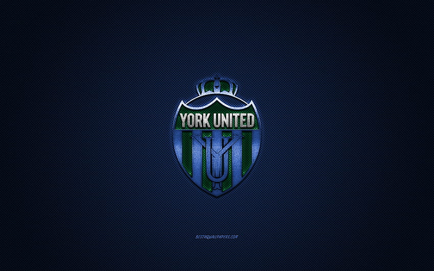 York United FC, club de fútbol canadiense, ECHL, logotipo azul, azul de fibra de carbono, Canadian Premier League, fútbol, ​​Ontario, Canadá, logotipo de York United FC fondo de pantalla