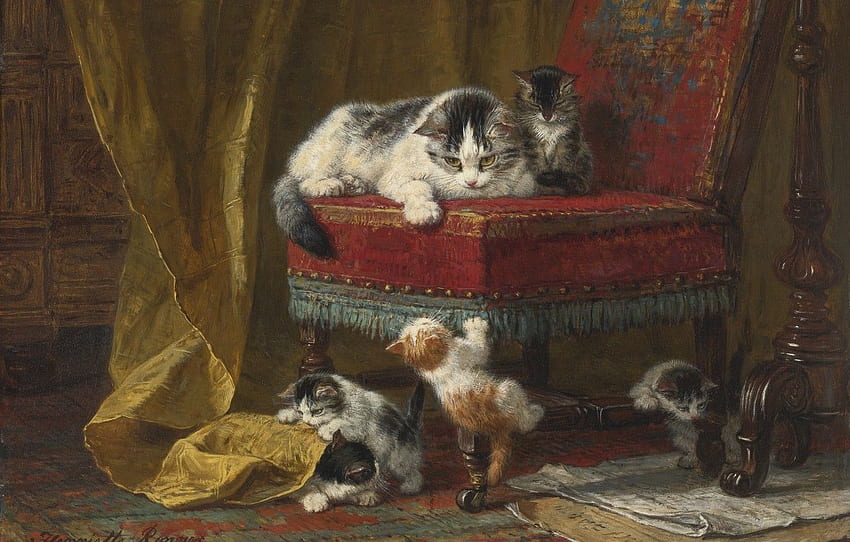 Cats, Romanticism, Henriëtte Ronner Knip HD wallpaper