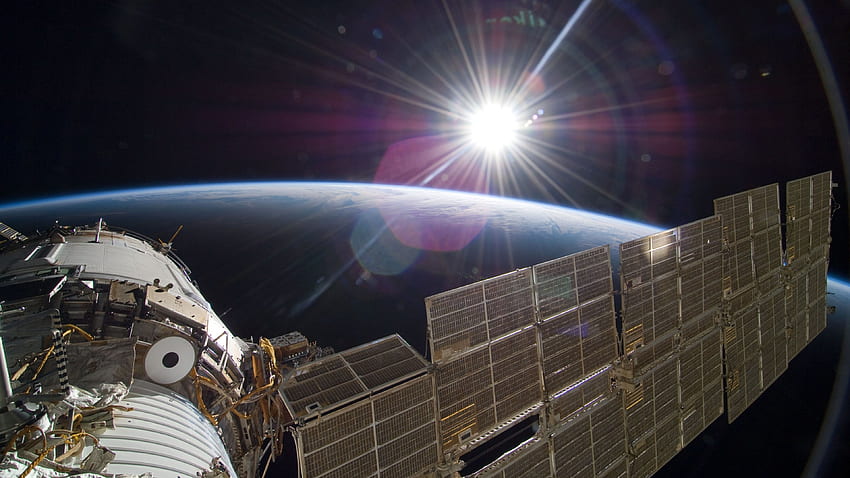 : Sun Over Earth (NASA, Ciência da Estação Espacial Internacional) papel de parede HD