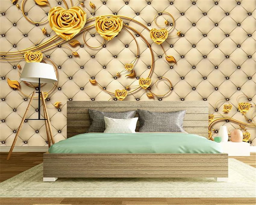 Cream & gold abstract leaf wallpaper mural - Feathr™ Official Site