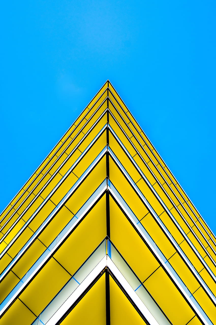 Сграда, жълта фасада, ъгъл HD тапет за телефон