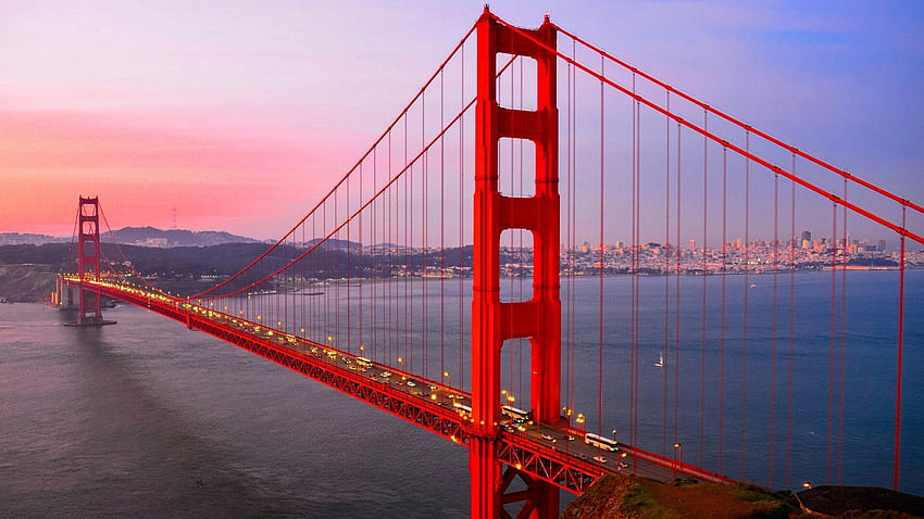 Popularny most Golden Gate w tle San Francisco w Kalifornii, słynne mosty Tapeta HD