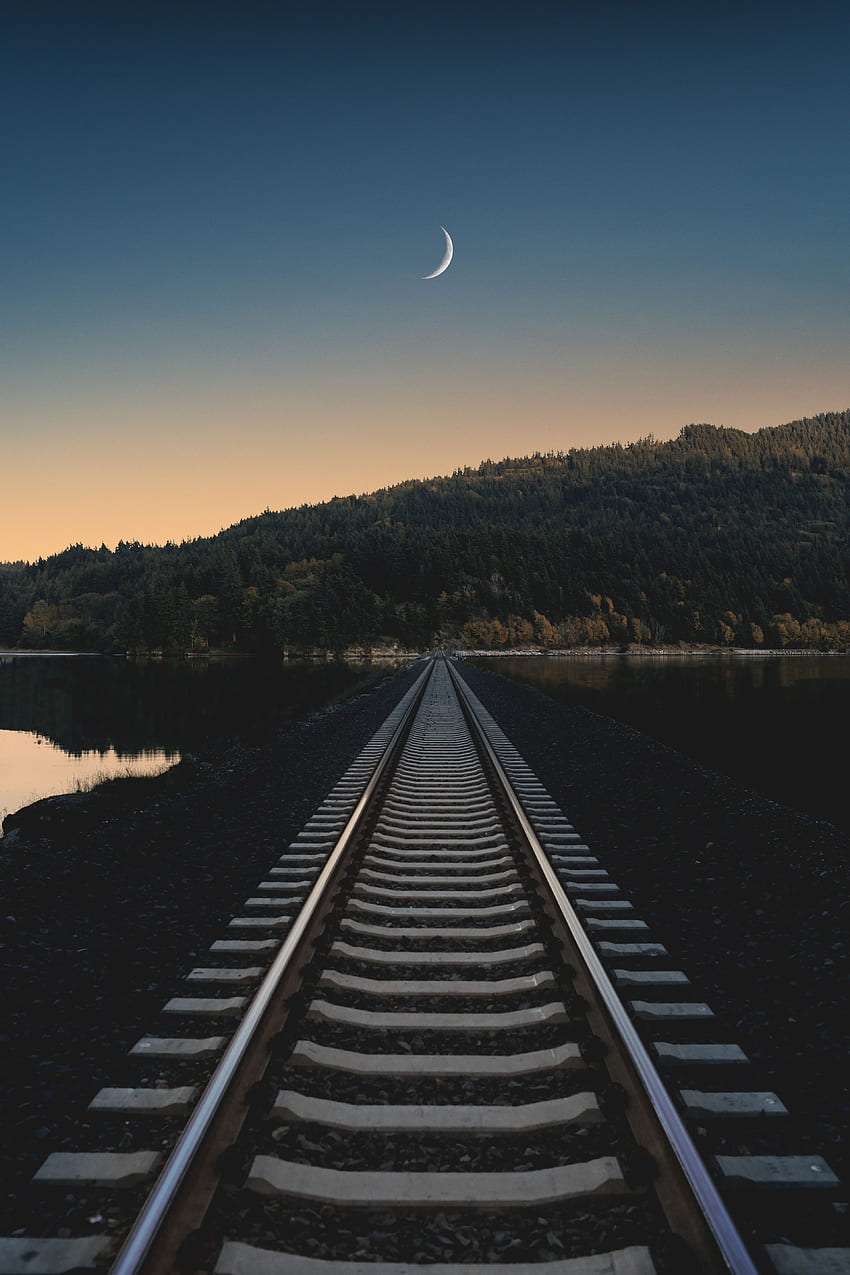 Natur, Horizont, Abend, Eisenbahn HD-Handy-Hintergrundbild