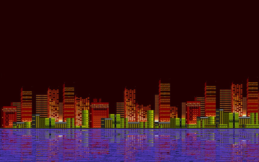 Pixel art generale 16 bit Sega Sonic the Hedgehog riflesso della città Sfondo HD
