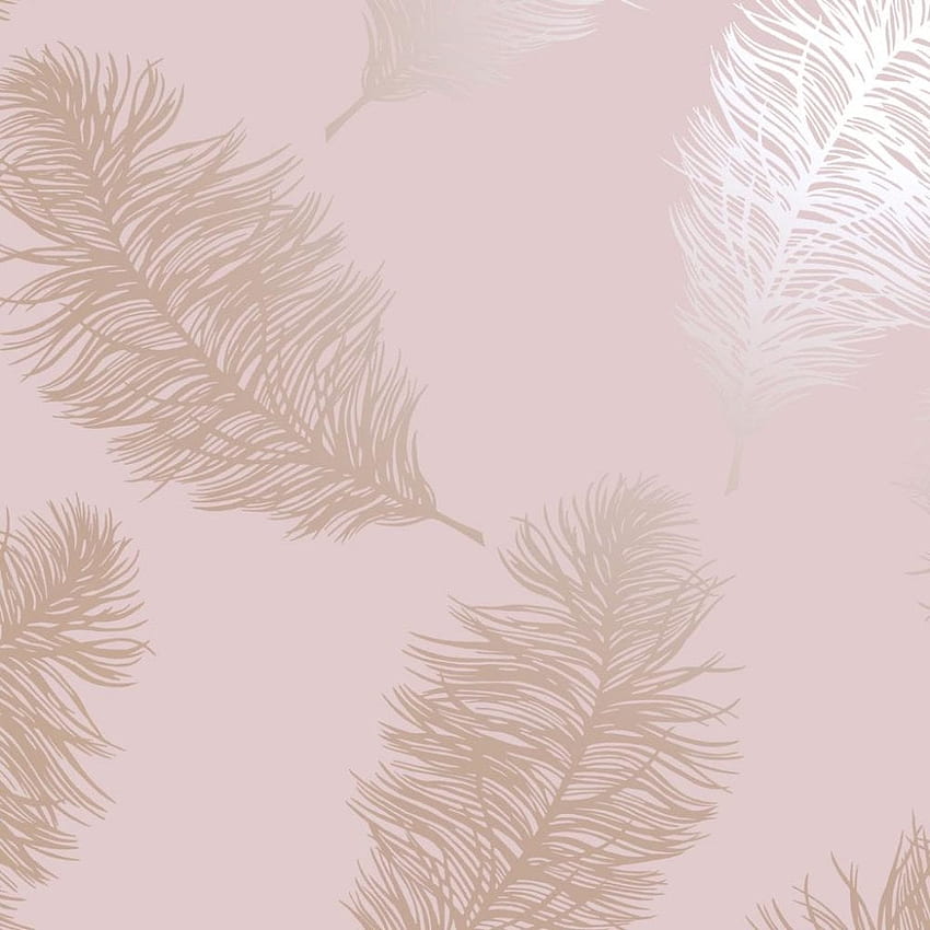 Holden Decor Shimmering Feather Pattern Metallic Motif Bird Fern Leaf 50075, Pink Feather HD phone wallpaper