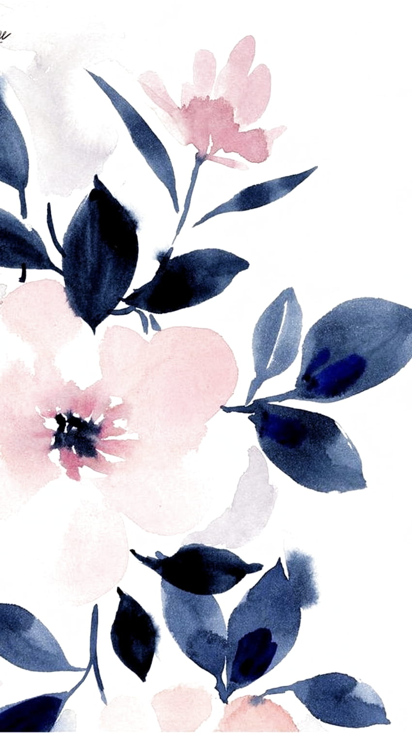 พิมพ์ลายดอกไม้สีชมพูและสีฟ้า ดอกไม้ iphone, ดอกไม้ , ศิลปะ , พิมพ์ดอกไม้ วอลล์เปเปอร์โทรศัพท์ HD