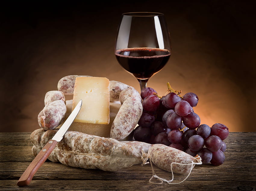 Un bon vin rouge pour Jerry, délicieux, fromage, nourriture, saucisse, vin Fond d'écran HD