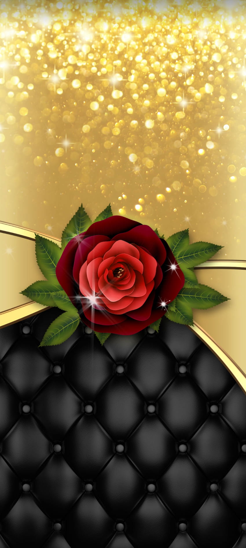 Golden Red Roses, hybrid tea rose, love, premium, Luxury, leather HD phone wallpaper
