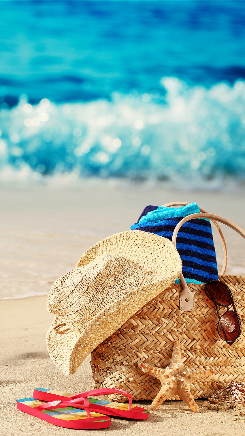 Ƒ↑ДОкоснете и вземете приложението! Art Creative Sky Bag Beach Travel Vacation Sun Holiday iPhone 6 Plus. Плаж, Честит петък, Време за плаж HD тапет за телефон