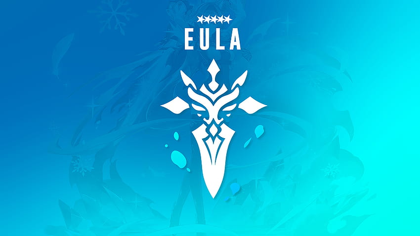 Eula ロゴ 青背景 原神インパクト 高画質の壁紙