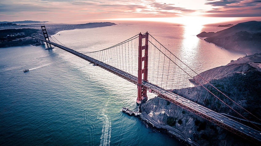 Golden Gate Bridge, architektura, morze, widok z lotu ptaka Tapeta HD
