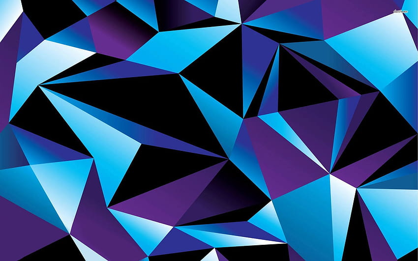 紫のポリゴンパターン×アブストラクト、ブルーのポリゴン 高画質の壁紙