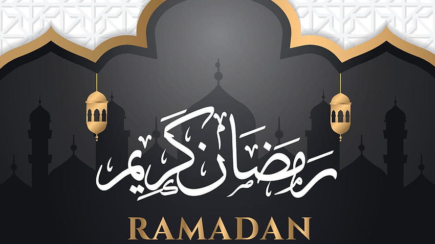 Eid Mubarak Mosque Black Background Ramadan HD wallpaper