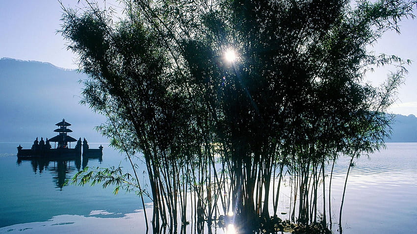 Lakes: Sunrise Temples Asia Bali Indonesia Of Nature HD wallpaper