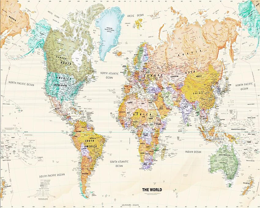 상세한 세계 지도 사용자 지정 - Mica Interiors Inc, World Atlas HD 월페이퍼