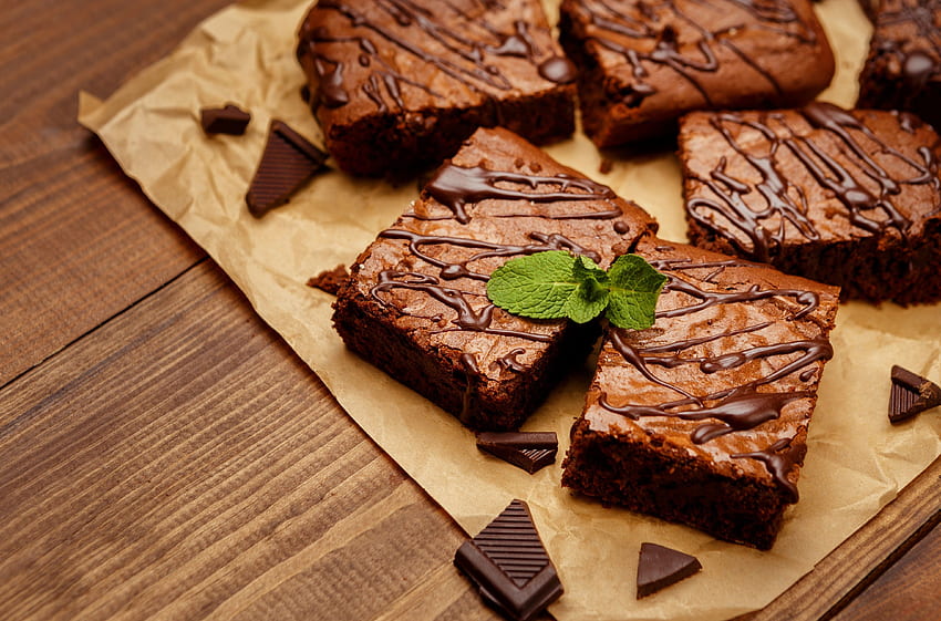 Brownie, Chocolate, Cake, Dessert, Baking HD wallpaper