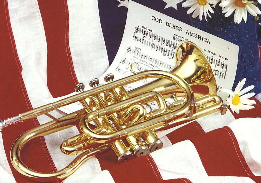 God Bless America F1, 그래피, 7월 4일, 깃발, 행사, 와이드 스크린, 음악, 휴일, 애국심, 트럼펫 HD 월페이퍼