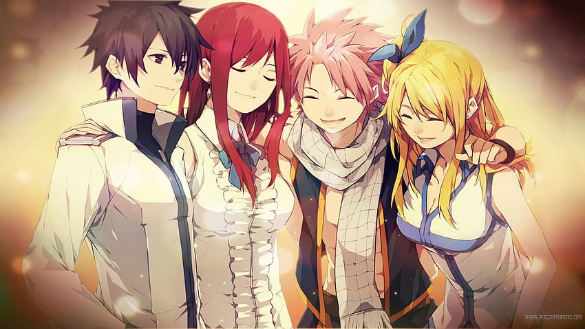 Fairy Tail's Strongest Team ~ Natsu Dragneel, Gray Fullbuster, Erza Scarlet and Lucy Heatfillia HD wallpaper
