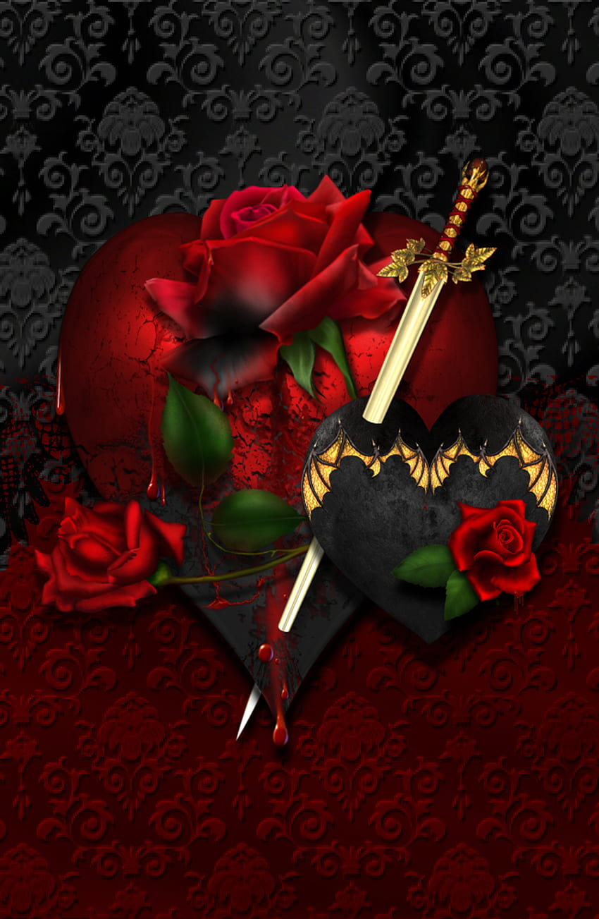 tashac704 on Gothic. Flower , Heart , Bright art, Red Gothic iPhone HD phone wallpaper