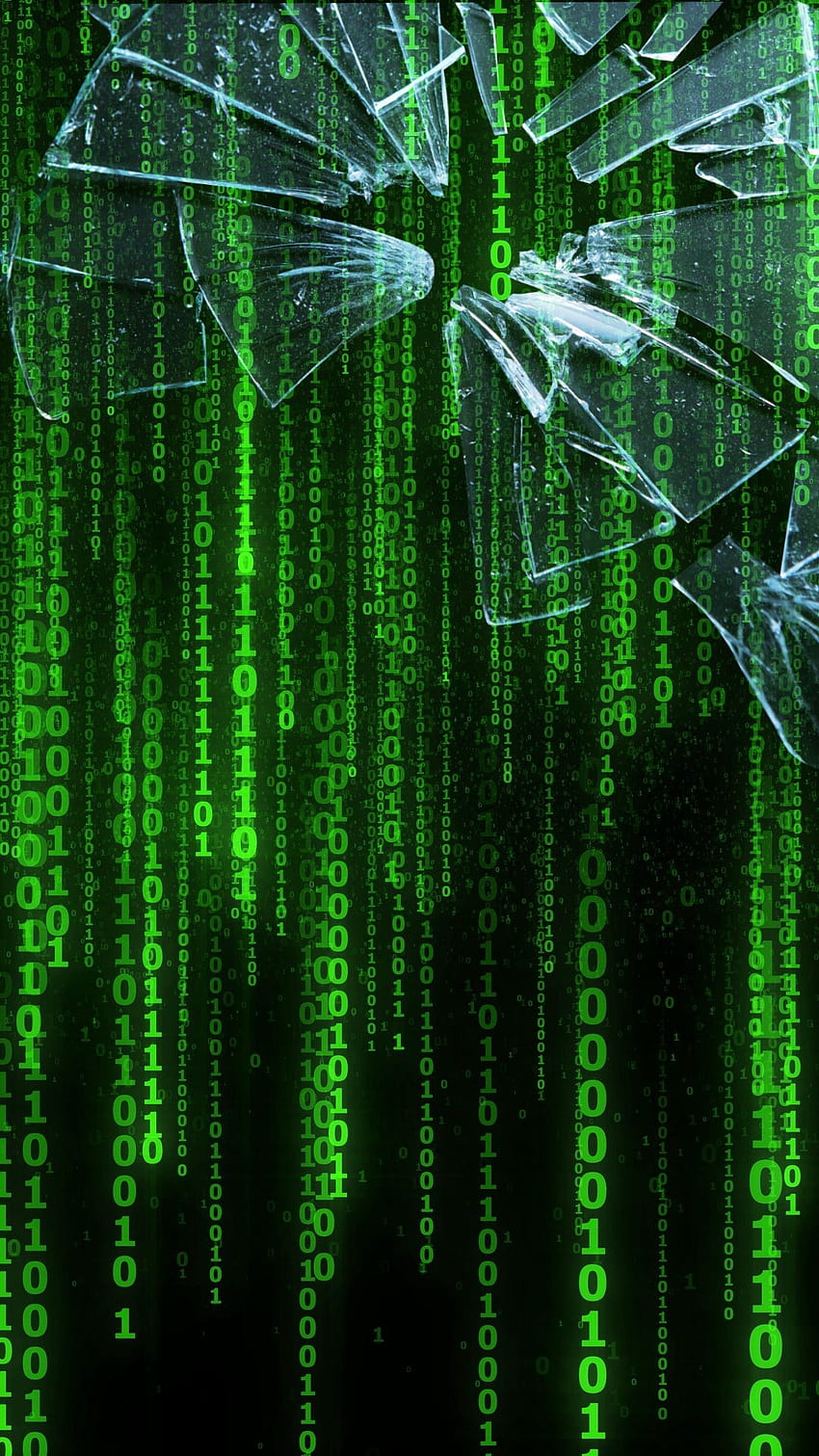 Matrix, glass, green, numbers, screen, letters, cracked HD phone wallpaper