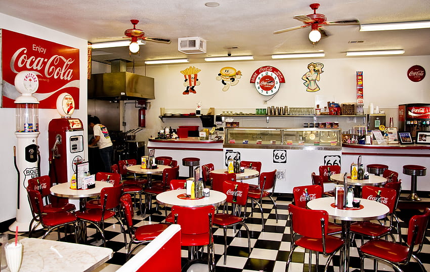 Kolacja . Restauracja z lat 50., restauracja w stylu retro i restauracja z lat 50 Tapeta HD