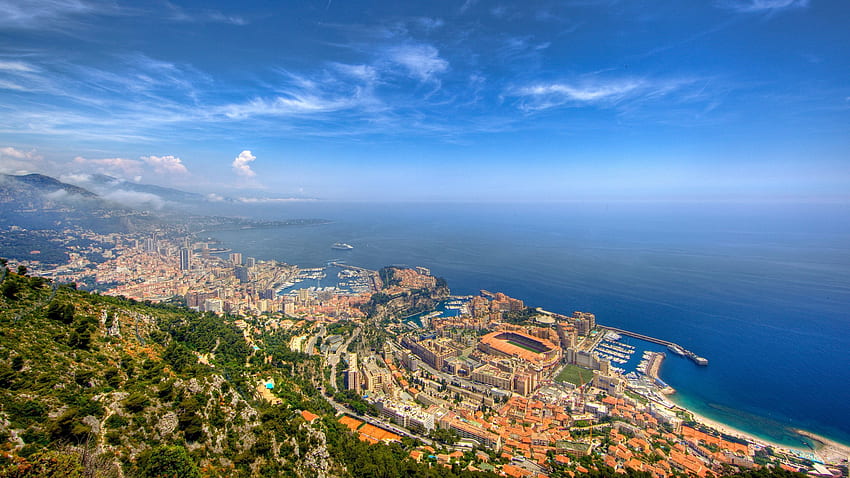 Landschaft, Städte, Natur, Meer, Horizont, Hafen, Monte Carlo, Monaco, Fürstentum Monaco, Weitläufigkeit, Weite, Himmelshang HD-Hintergrundbild