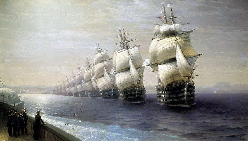 войник моряк мъже ветроходен кораб вода море живопис иван константинович айвазовски произведение на изкуството класическо изкуство облаци птици. Готино HD тапет