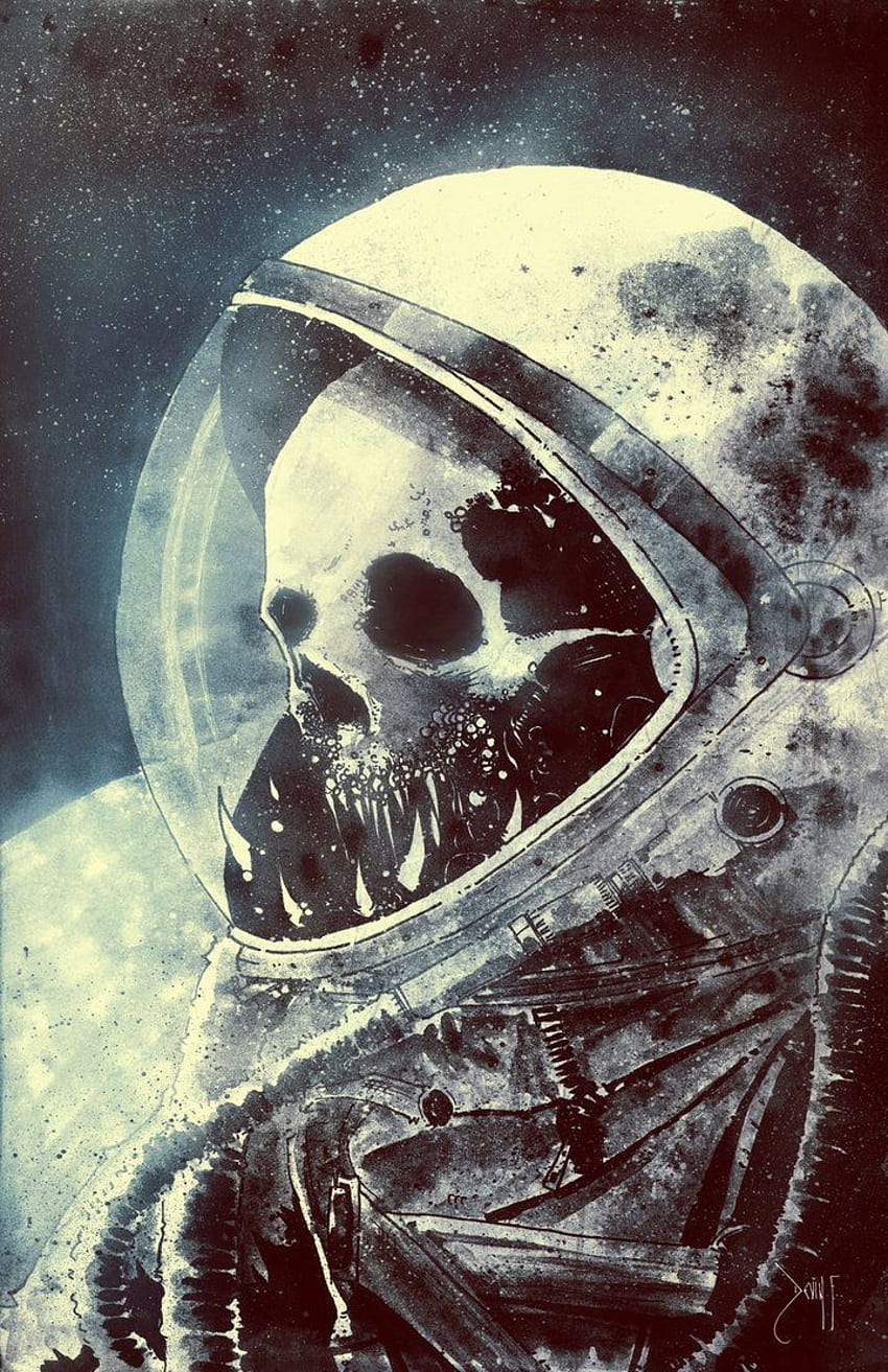 นักบินอวกาศ โดย Devin Francisco Skull Art, งานศิลปะ, ศิลปะ, นักบินอวกาศที่ตายแล้ว วอลล์เปเปอร์โทรศัพท์ HD