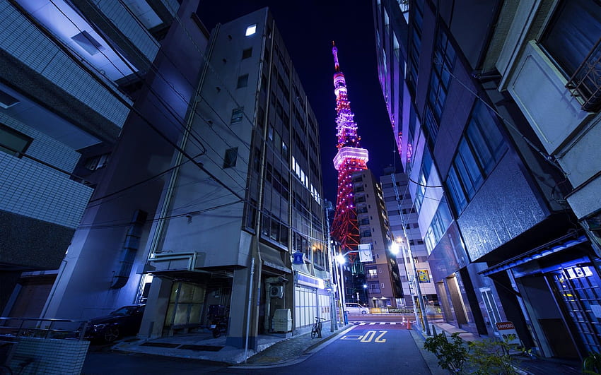 Празна улица в Токио, фон, улици в Токио HD тапет