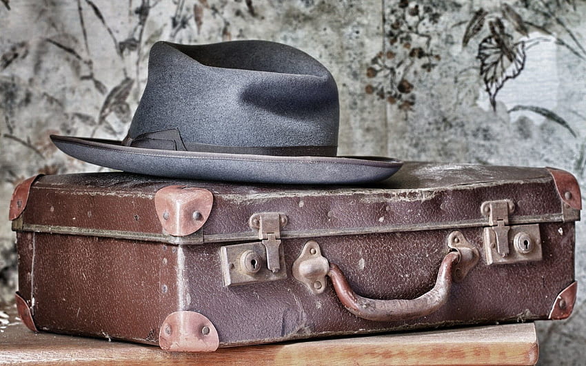 Background, , , Hat, Suitcase HD wallpaper