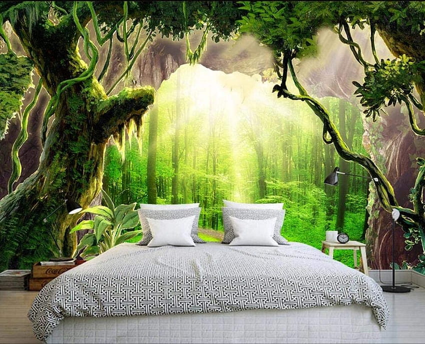 Duvar resmi 3D Magical Woods Orman Harikalar Diyarı Duvarlar için Oturma Odası Yatak Odası Tv Arka Plan Dekorasyon Duvar Art400cmx280cm HD duvar kağıdı