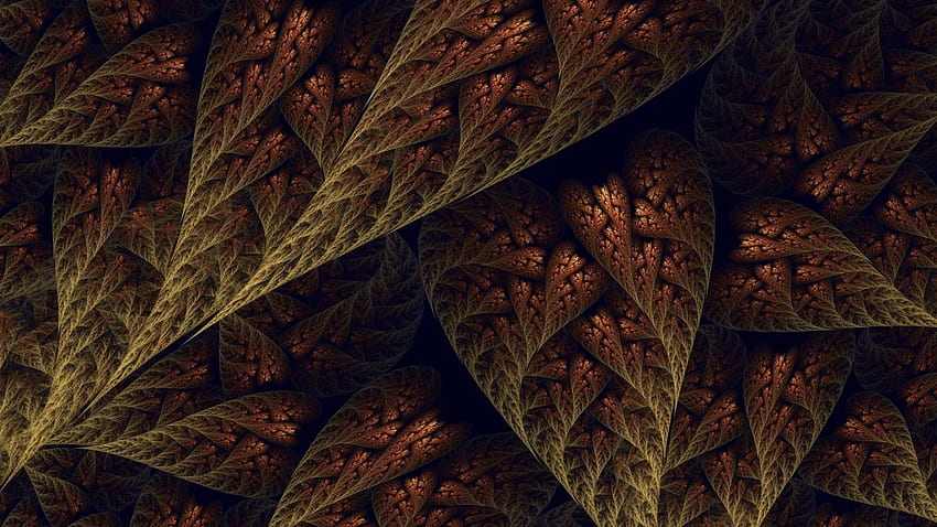 Zusammenfassung lässt Fraktale braune digitale Kunst. . 273843. OBEN, Abstraktes Blatt HD-Hintergrundbild