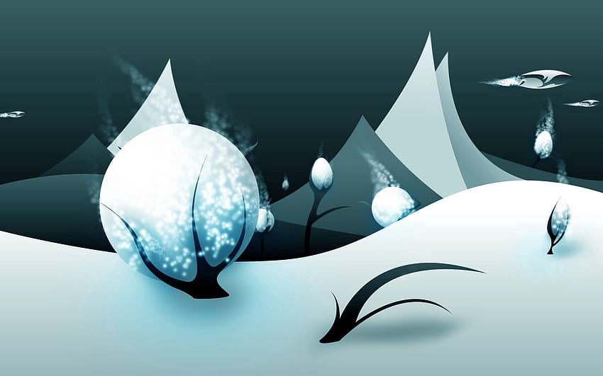 겨울, 나무, 눈, 벡터, 바람, 덩어리 HD 월페이퍼
