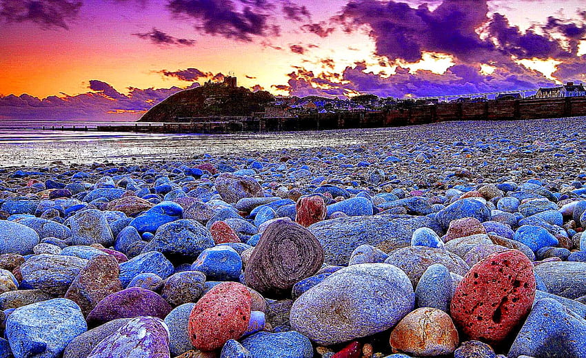 ocean na ścianach, przyroda, morze, skała, brzeg, wybrzeże, ocean, plaża, niebo, fala, horyzont, Beach Stone Tapeta HD