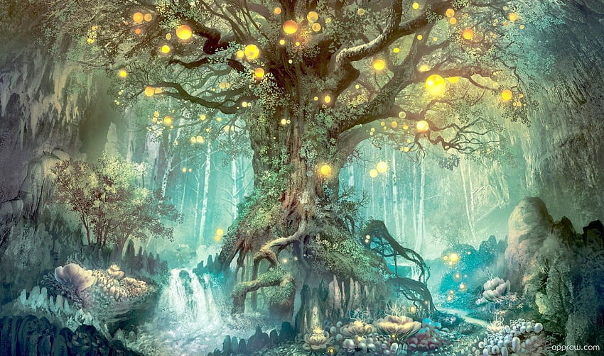 Fantasy World, Mystical Tree HD wallpaper