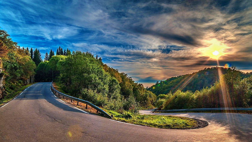 Wallpaper road, 5k, 4k wallpaper, 8k, clouds, sunset, Nature #12465
