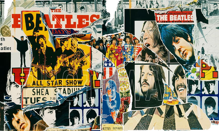 Стенопис с музикален колаж The Beatles, Колаж от списание HD тапет