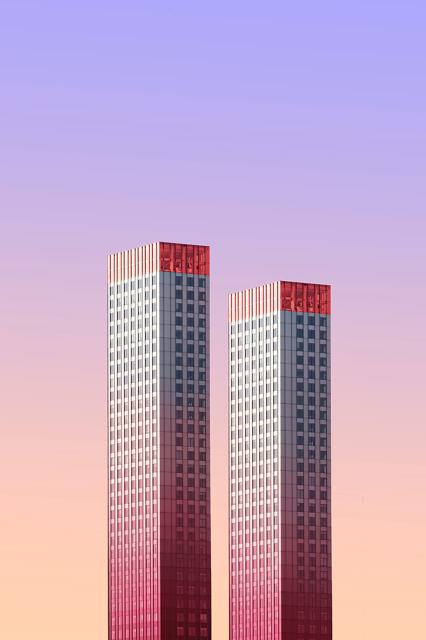 Himmel, Architektur, Gebäude, Minimalismus, Wolkenkratzer, Niederlande, Rotterdam, Zwei HD-Handy-Hintergrundbild