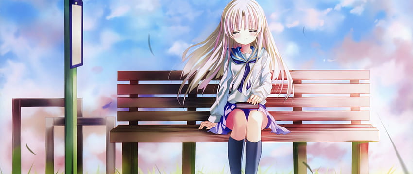 Cute Girl, Bench, Sit, Relaxed, Anime, , , Background, Ii1kpr HD wallpaper