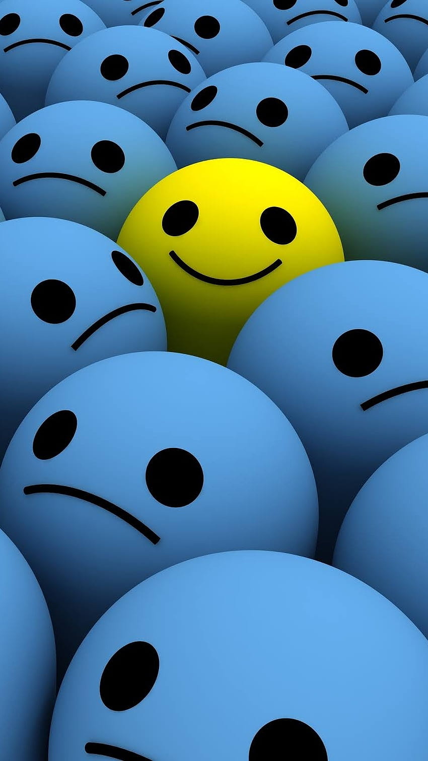 Sorriso triste, tema blu, , palle di smiley Sfondo del telefono HD