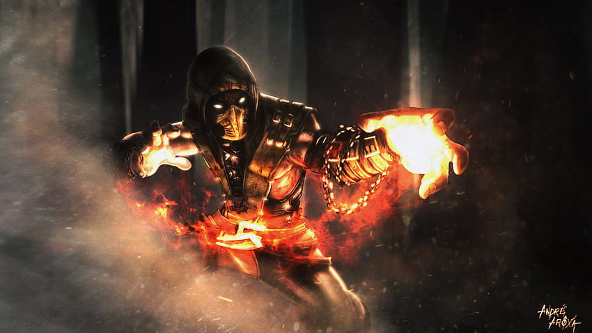 Cool Of Scorpion จาก Mortal Kombat โดย Andre Aroxa - . ความละเอียดสูง แมงป่องที่ยอดเยี่ยม วอลล์เปเปอร์ HD