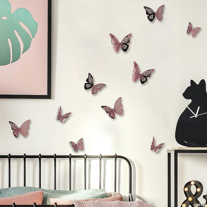 RoomMates 3D Rose Gold Butterflies Peel & Stick Mirros HD phone wallpaper