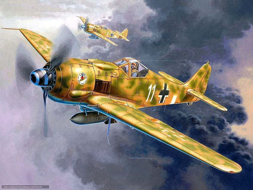 Изкуство, Самолет, Германия, Focke Wulf Fw190 F 8, Германски изтребители от WW2 HD тапет