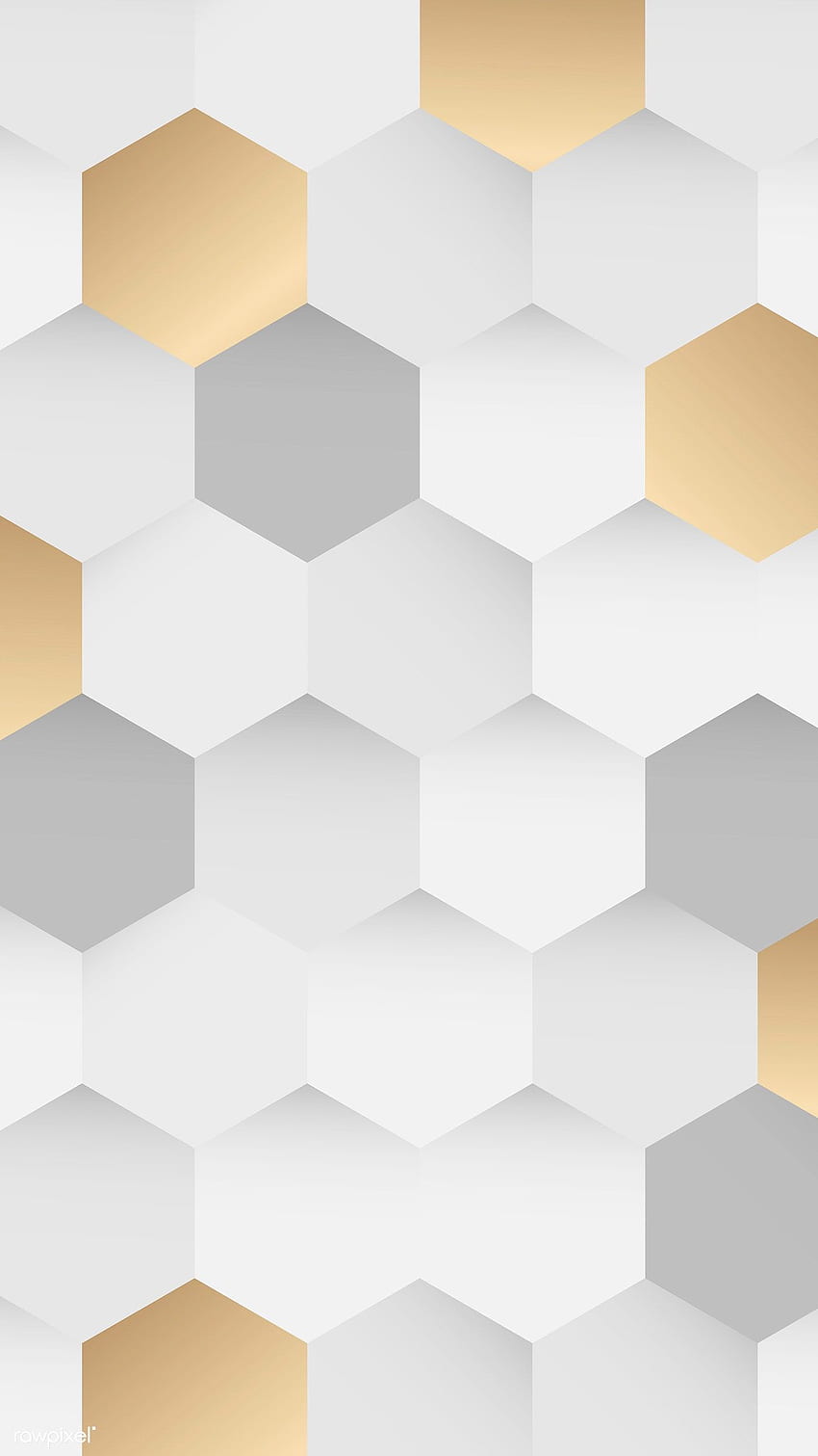 白と金の六角形パターン背景のプレミアムベクター。 背景パターン、六角形パターン、白と金 HD電話の壁紙