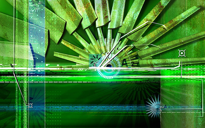 A1 A2, abstract, 3d, green HD wallpaper