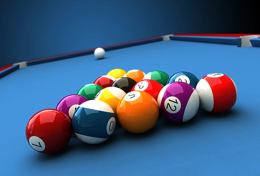 Billiard ball set, billiard balls, pool table, ball, colorful HD wallpaper
